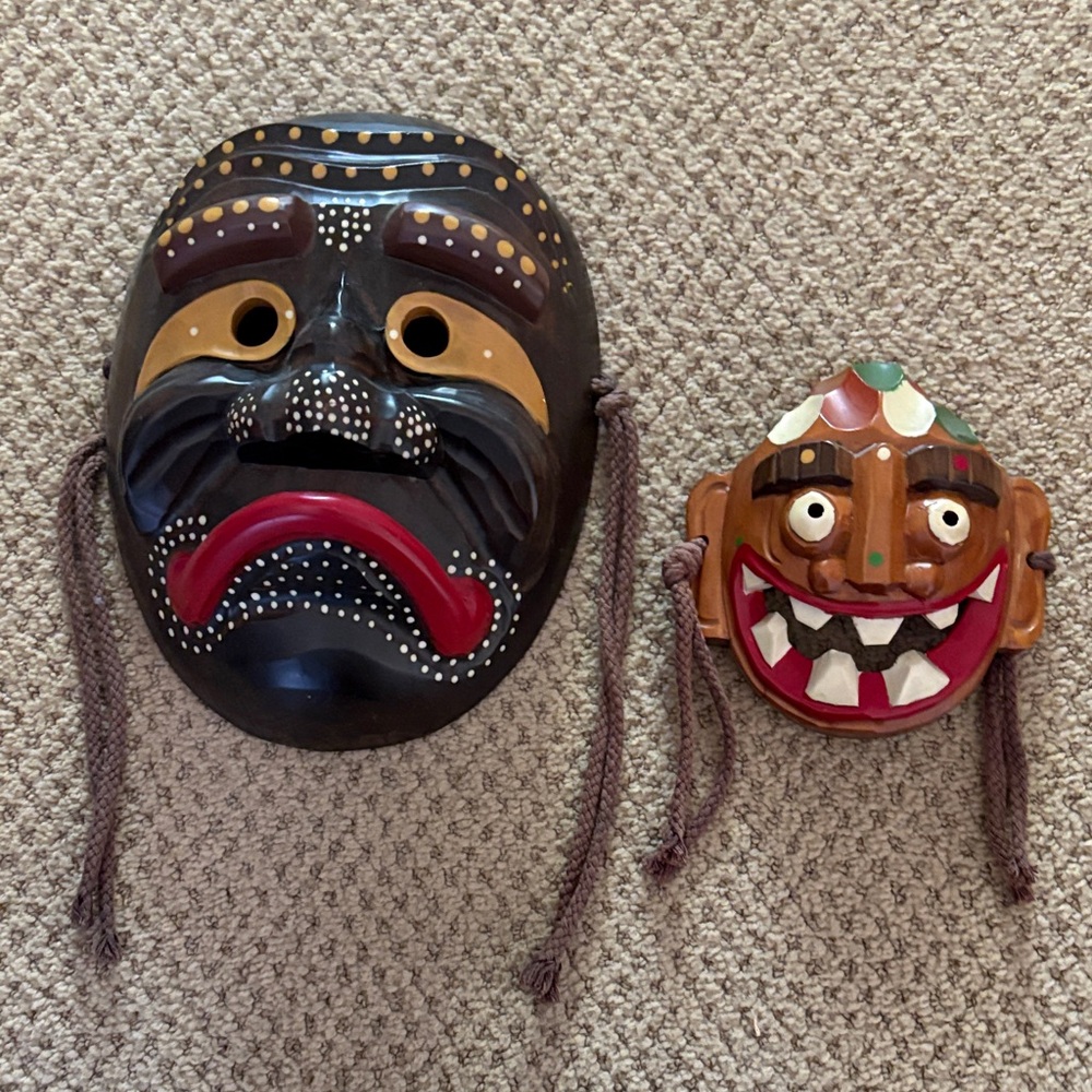 South Korean Colorful Decorative Masks Set made of wood